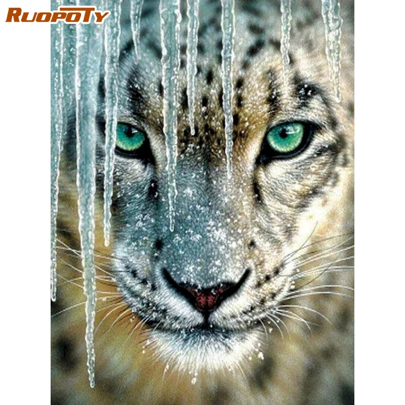 

RUOPOTY Full Round/square Diamond Painting Leopard Animal 5D Diamond Art Embroidery Home Decor Handmade