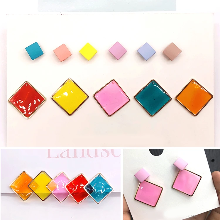 Летние яркие полупрозрачные цветные алмазные серьги самодельные аксессуары для