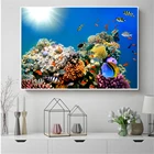 Картина с рыбами, подводный мир, животные, кораллы, рыба, океан, настенные картины для гостиной, скандинавский плакат, декор для детской комнаты, холст, искусство