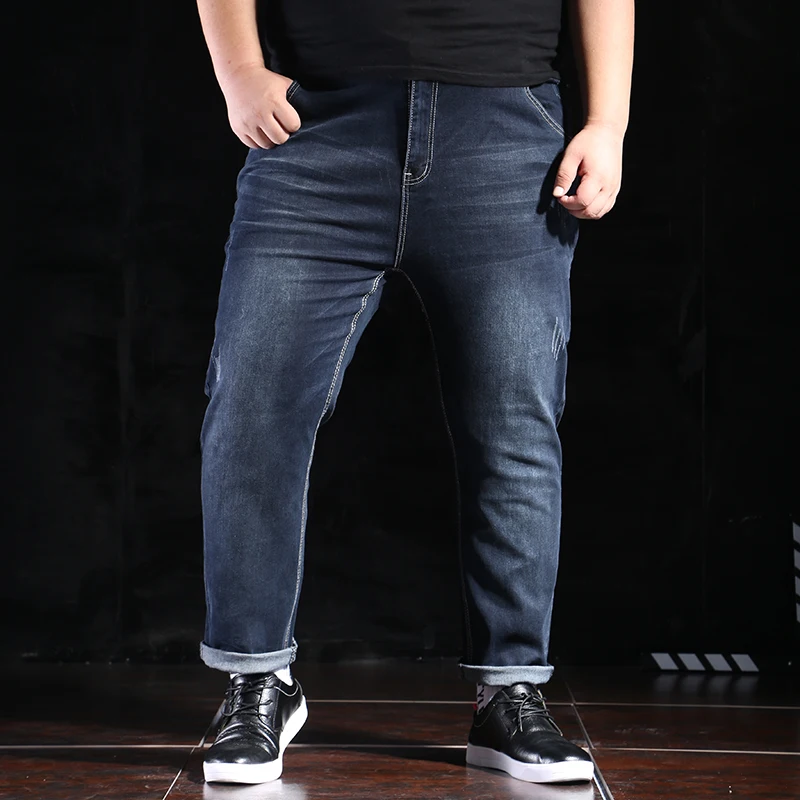 Джинсы оверсайз с полным весом 300 фунтов очень большие мужские брюки 160 кг тонкой
