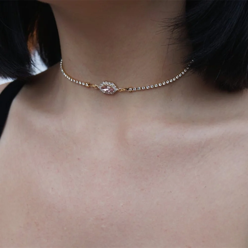 Роскошное ювелирное изделие Подарочный чокер с кристаллами ожерелье цепочка до