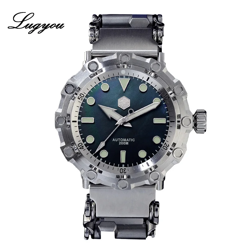 Without Date Lugyou Сан Мартин Осьминог Diver часы Мужские автоматические SW200 нержавеющая сталь 20ATM сапфир купольный инструмент браслет многофункциональный BGW - Цвет: Without Date