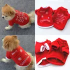 Милые рождественские костюмы для домашних животных; Зимняя футболка с вышивкой; Красная одежда для собак; Свитер с капюшоном; Верхняя одежда