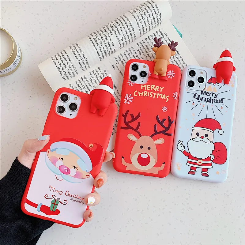 Милый мультяшный чехол с рождественским оленем и снеговиком для iphone 11 Pro XS Max X XR 7 8