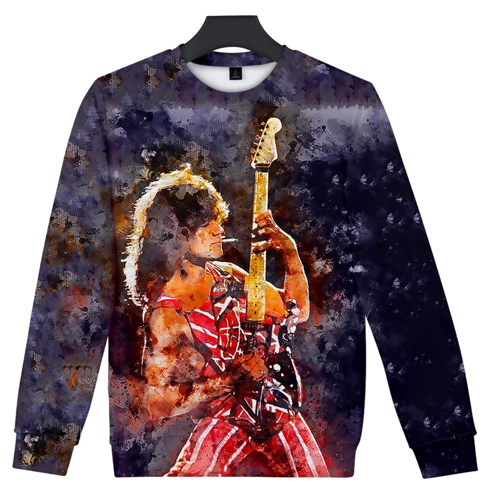 Новинка толстовка с 3D-принтом Эдди ван Халена рэпера хип-поп круглым вырезом для