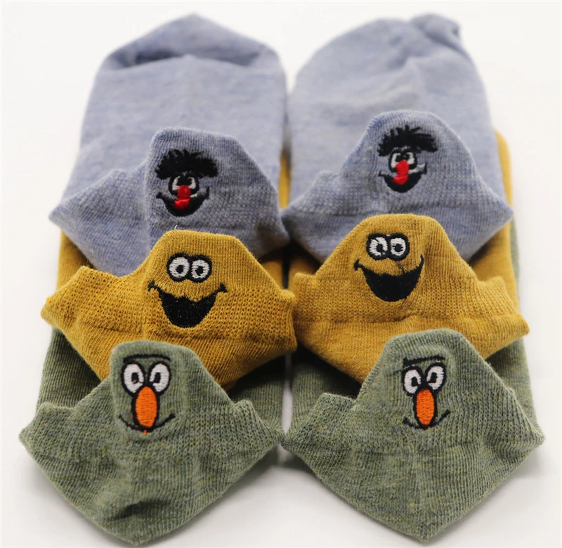 ZT 1 3PAIRS Kawaii Embroidered Expression Women Socks Happy Fashion Ankle Funny Socks Women Cotton Summer Candy Color - Цвет: ZT 1