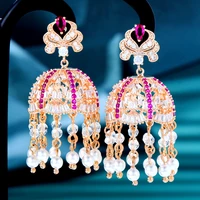 kellybola 2022 newttrendy exquisite pearl tassel geometry zirconia earrings womens party daily anniversary indian jewelry