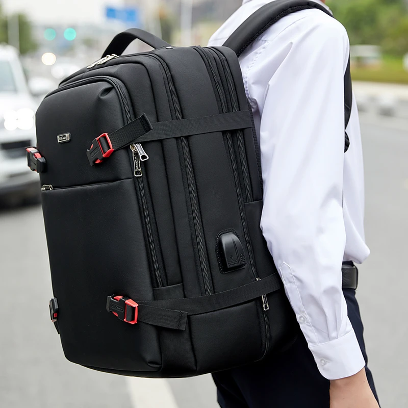 2022 WIERSOON 45L Male Expandable Large Capacity Traveling Backpack for 17 inch Laptop Men's Backpack Approved Weekender Bag