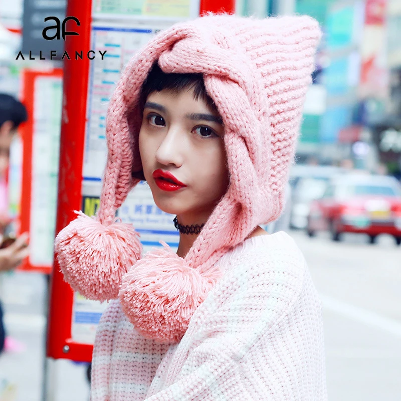 ALLFANCY/Милая шерстяная шапка в Корейском стиле с розовым сердцем для девочек