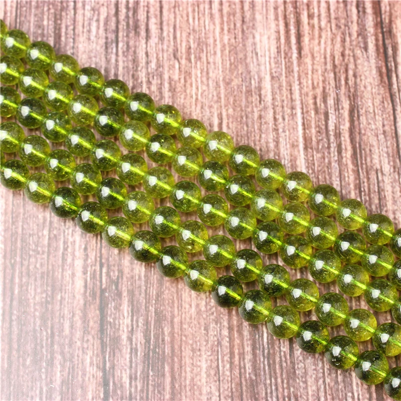 

Hot Sale Natural Stone Green Olive Crystal Beads 15.5" Pick Size: 4 6 8 10 mm fit Diy Charms Beads Jewelry Making Accessories