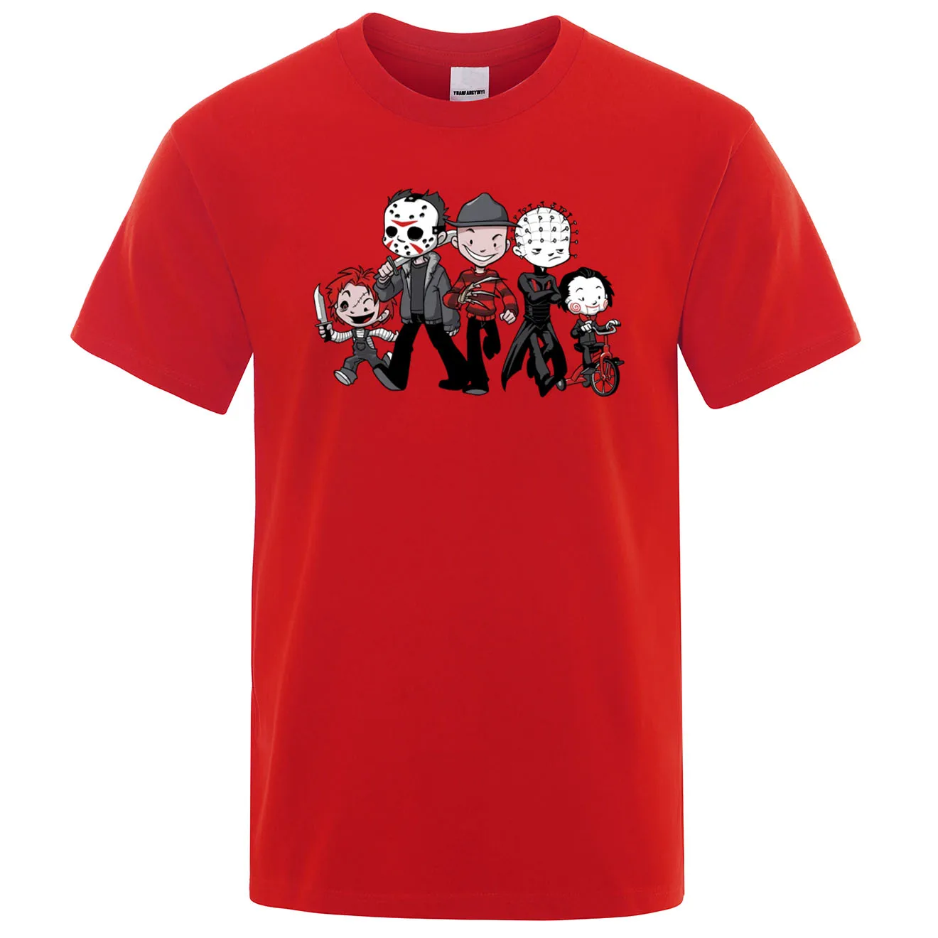 

Модная новинка, летняя Хлопковая мужская футболка с коротким рукавом, маниак, парк ужасов, тематический парк, Джейсон, клоун, фотография