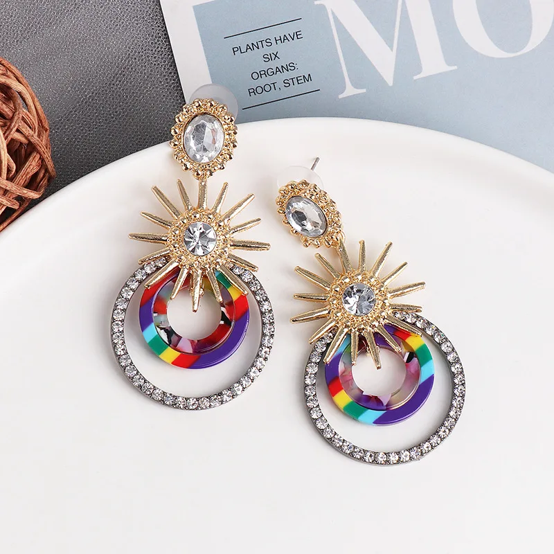 Геометрические большие круглые длинные серьги-подвески женские роскошные