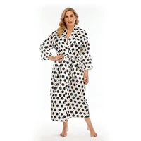 doib women bathrobe pajamas polka dot kimono satin robe plus size sleepwear dress gown homewear bridesmaid summer dress