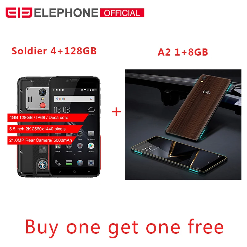 soldier with A4 ELEPHONE Soldier 4 Гб 128 ГБ IP68 Водонепроницаемый 5," 2 K экран мобильный телефон Android 8,0 Helio X25 Deca Core прочный смартфон - Цвет: soldier with A4