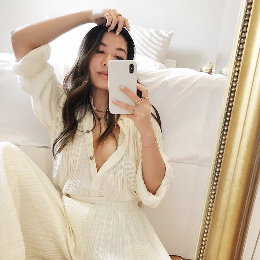 Брюки женские плиссированные с широкими штанинами повседневные офисные модные