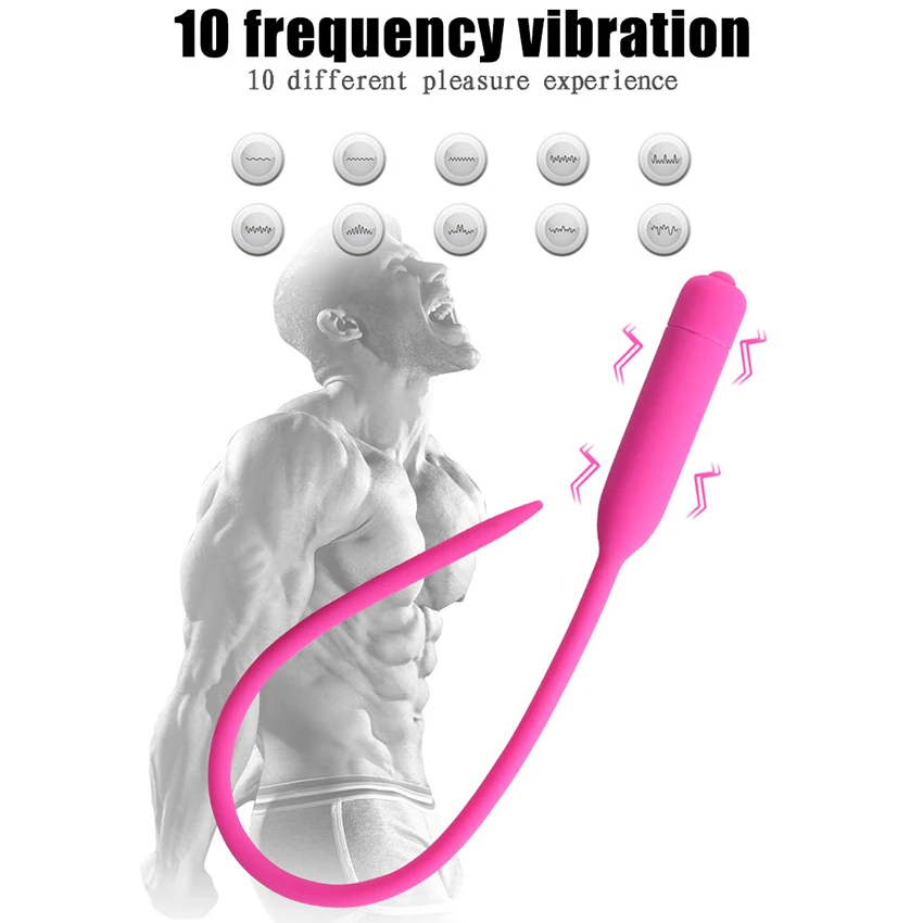 Уретральный вибратор 10 скоростей Мужской мастурбатор силиконовая Вибрирующая