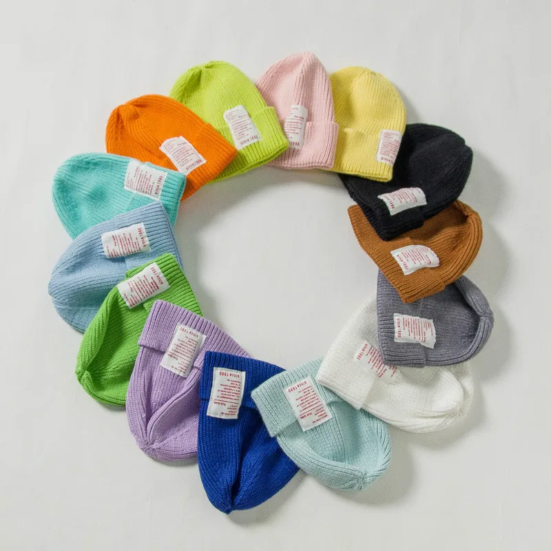 Зимние вязаные шапки и облегающие в рубчик унисекс женские детские однотонные