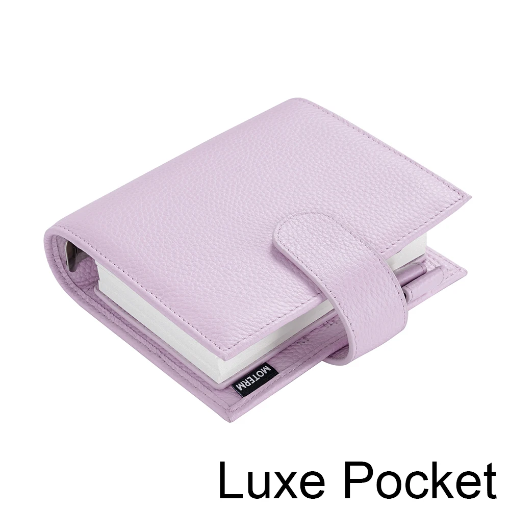 

Moterm Luxe Series Pocket Planner Floppy A7 Size Notebook with 30 MM Silver Rings Mini Agenda Organizer Cowhide Diary Notepad