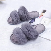 fur women slippers shoes rabbit fur slippers real hair slides female furry indoor flip flops fluffy plush shoes house slides
