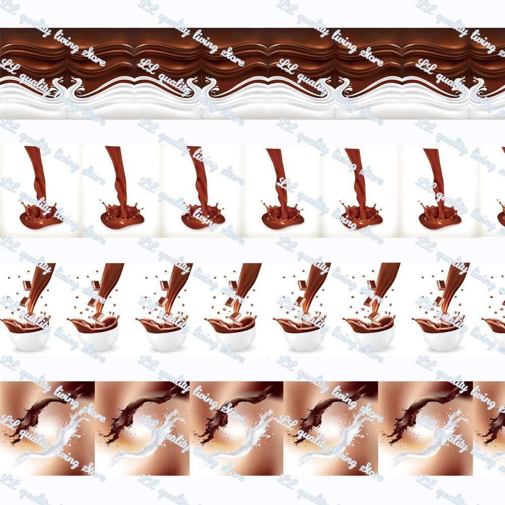 

WL лента с принтом шоколада и молока, украшение для вечерние в крупный рубчик, чтобы сделать бант для волос 16-75 мм