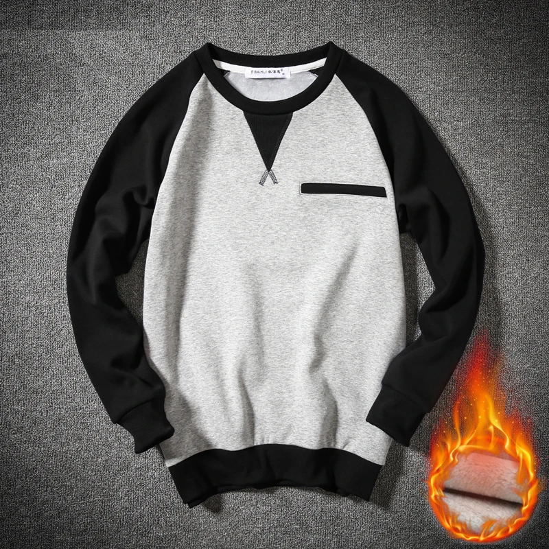 E-BAIHUI men autumn warm sweatshirts with pocket casual fashion cotton fleece Thicken hoodies long sleeve man JR007 | Мужская одежда