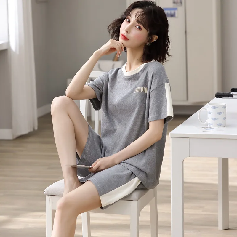 Летняя одежда для отдыха Женский костюм с круглым вырезом дома модные стильные