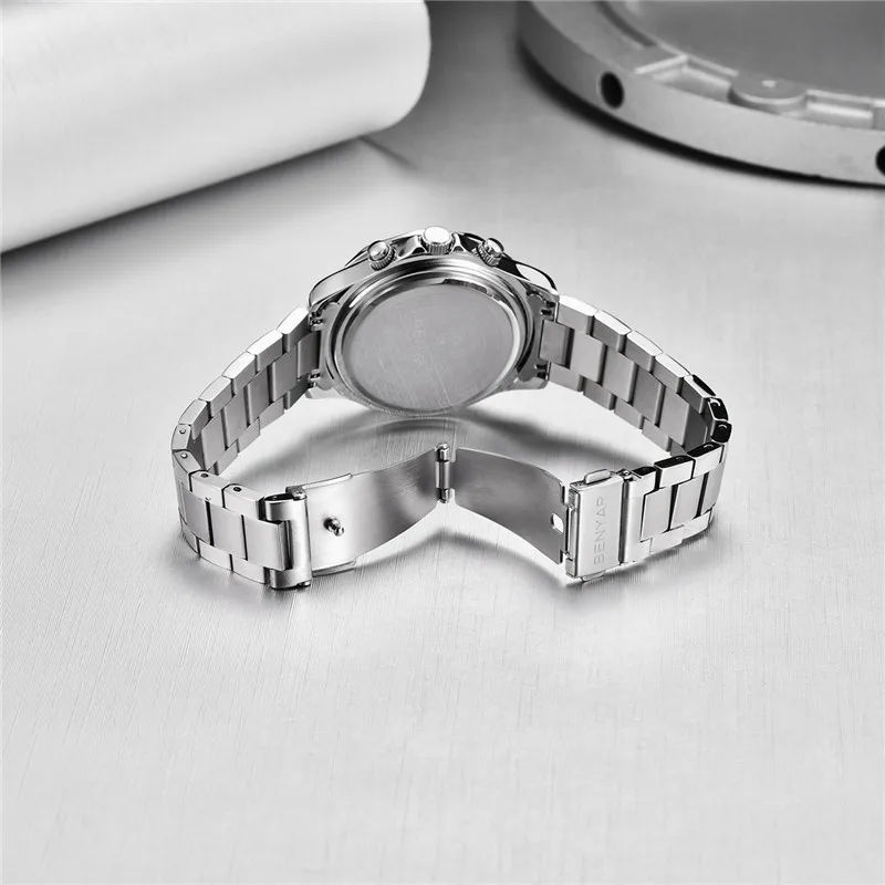 

BENYAR Watches Mens Top Luxury Brand Chronograph Sports Watch Military Quartz Men Watch Stainless Steel Clock Relogio Masculino