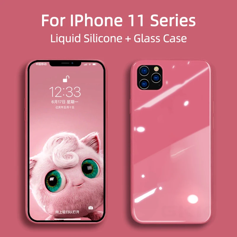 GKK Liquid Silicone Tempered Glass Case For iPhone 11 Pro Max Anti-knock Baby Skin Soft Frame Cover IPhone X XS MAX XR |
