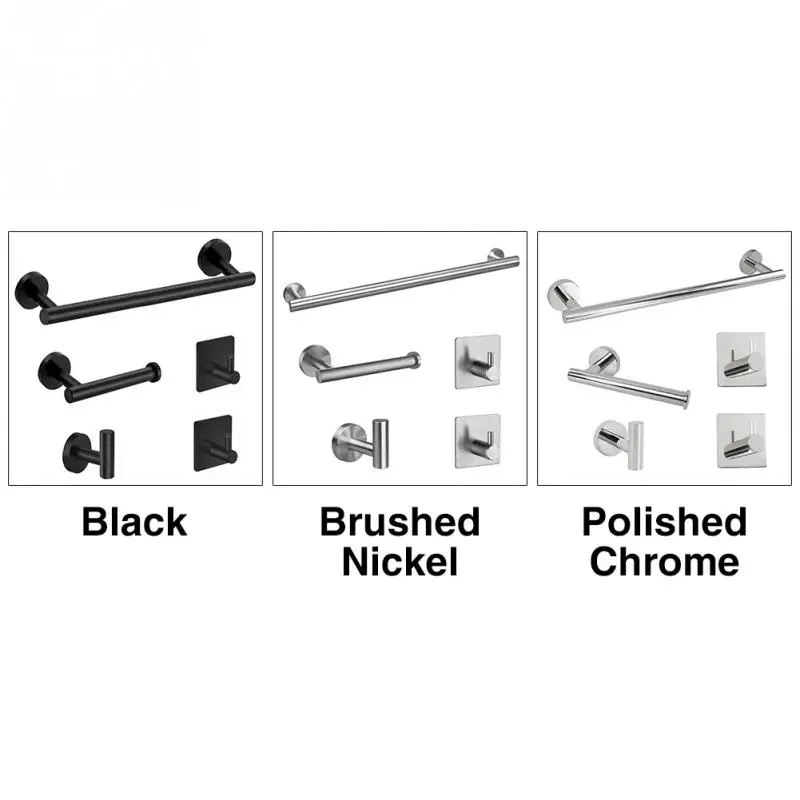 

5pcs Towel Bar Wall Mounted Hook Hanger Bathroom Hardware Set Stainless Steel