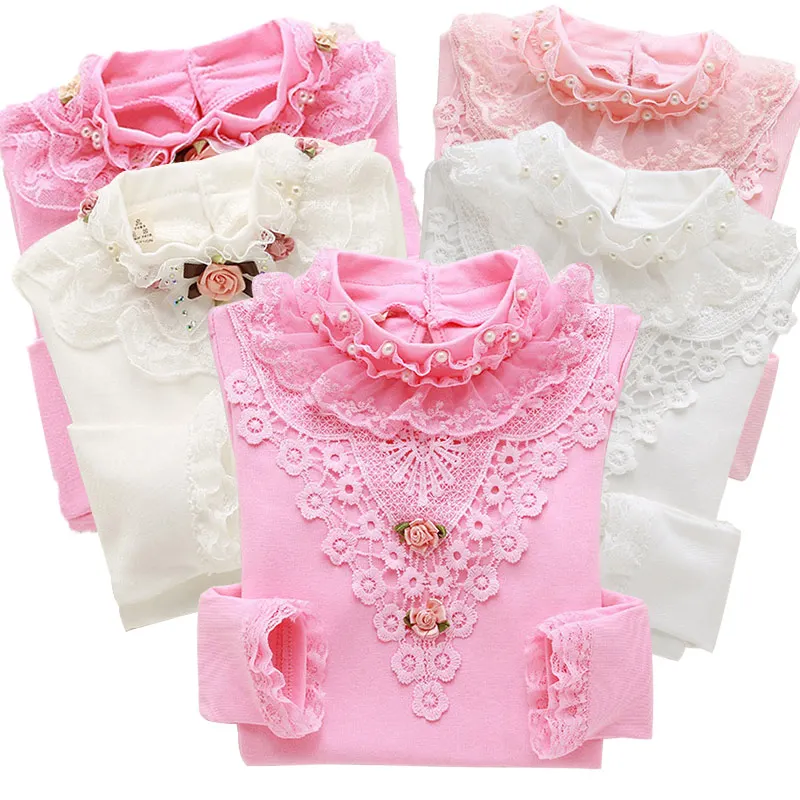 С цветочным принтом модная блузка для девочек весенние с кружевами Детские