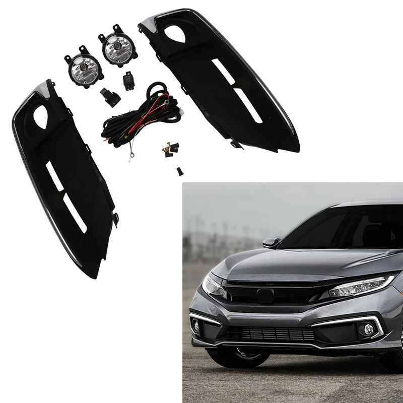 

Противотуманные фары для бампера с прозрачной линзой и переключателем для Honda Civic Coupe Sedan 2019-2020