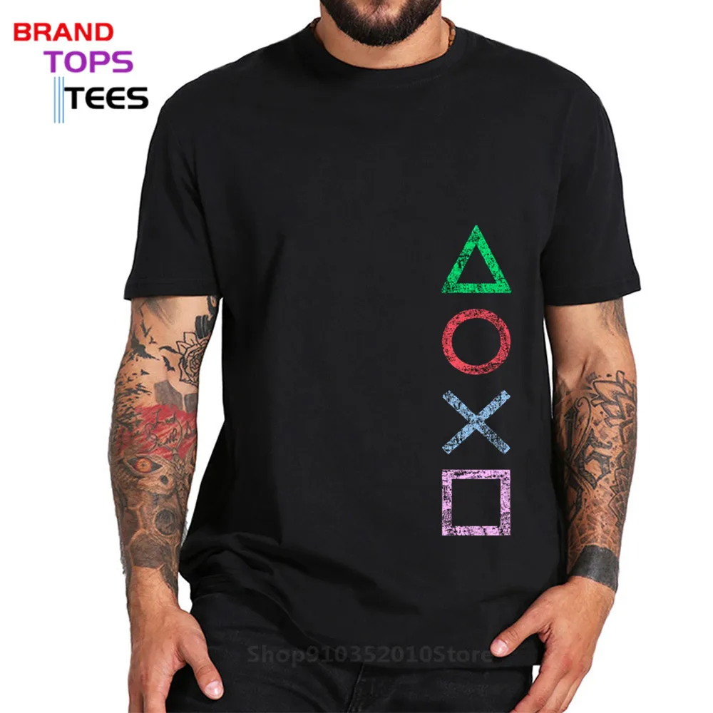 Футболка мужская с логотипом PS винтажная тенниска принтом игровой приставки