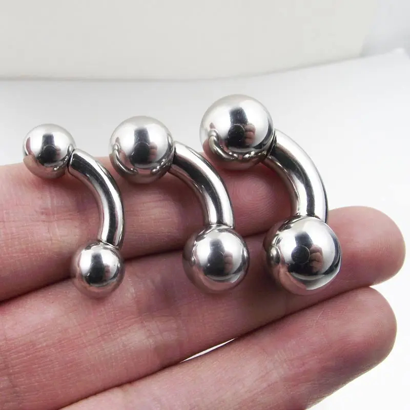 Large 10mm Short Gauge Stainless Steel Curved Barbell Rings for PA Ring Prince Albert Ring Body Piercing Jewelry image 3
