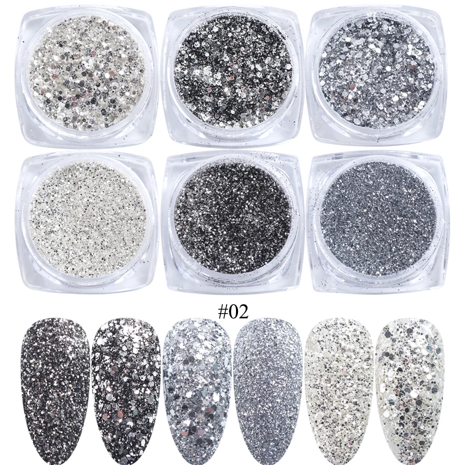 

6pcs Nail Glitter Rose Gold Colors Sandy Powder Shiny Luxury Sparkles Nail Art Sequins Pigment Flakes Dust 3D Decorations