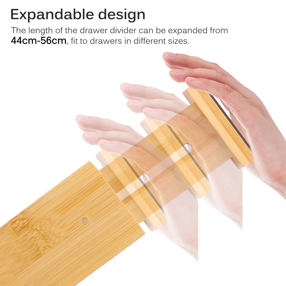 Бамбуковый раздвижной ящик органайзер премиум класса для столовых приборов и