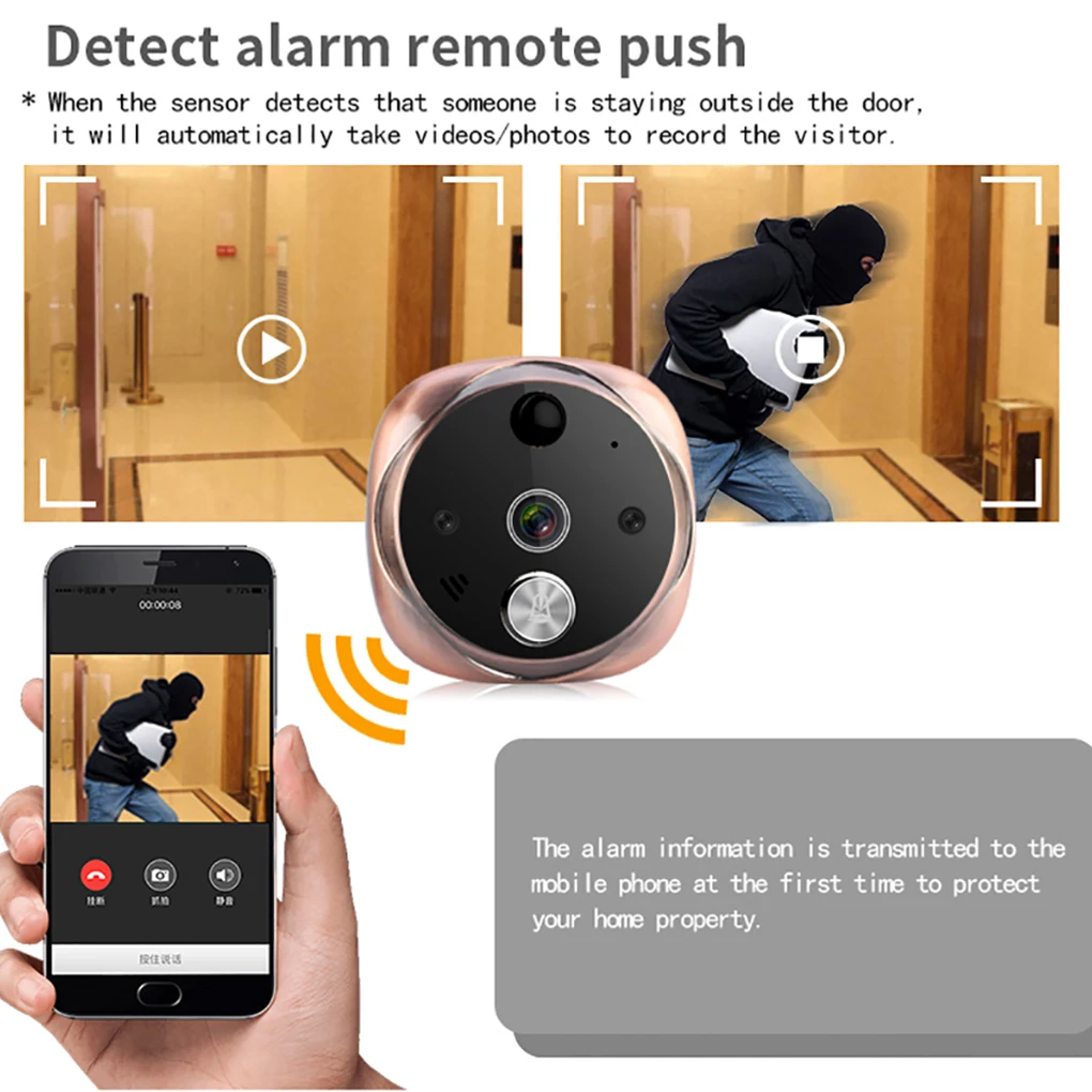 Дверной звонок 5 дюймовый цифровой ЖК экран видео просмотра WiFi инфракрасный