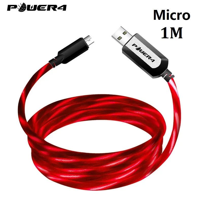 Micro-Red-1m-1pc Power4 два пакета Micro USB шнур 3,0 для Android телефонов зарядное устройство Реверсивный Micro светодиодный кабель USB для samsung быстрой зарядки Microusb - Цвет: Micro-Red-1m-1pc
