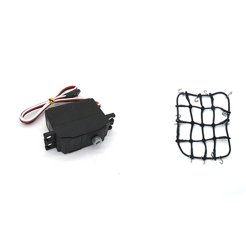 

2 Pcs RC Car Part: 1 Pcs Elastic Luggage Net & 1 Pcs Metal Servo Gear Accessories
