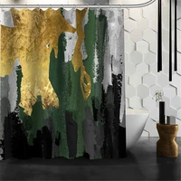 custom emerald abstract shower curtains hooks bathroom waterproof bath room home decor decoration 3d print 211201 8