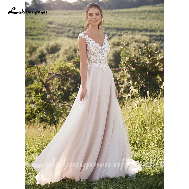 

Lakshmigown недорогое пляжное свадебное платье с коротким рукавом иллюзионный лиф с бисером венецианское кружевное свадебное платье