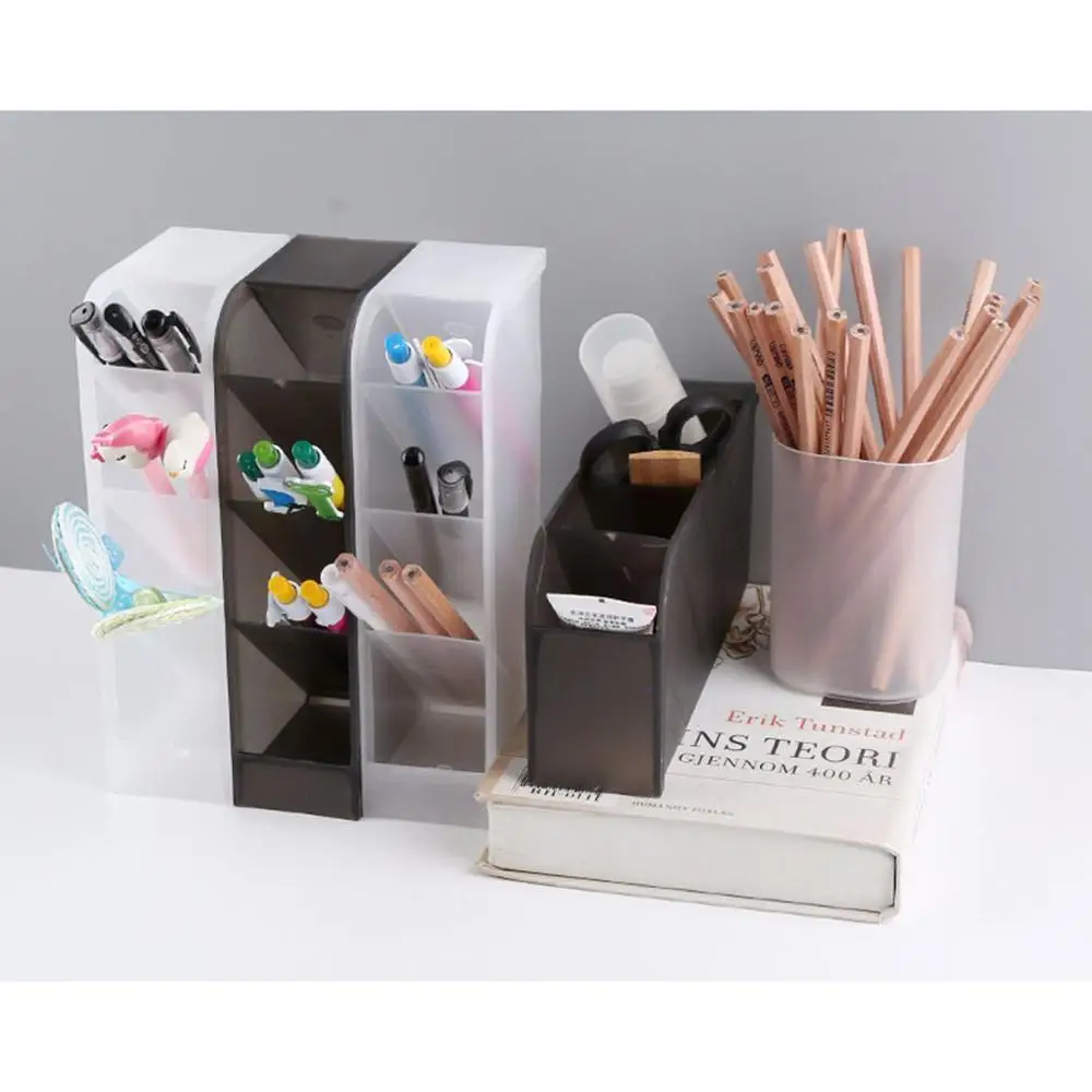 

Home Office School Pencil Storage Organizer Cylinder Shape Multi Grid Pen Holder Multifunction Storage Box Desktop Organizer