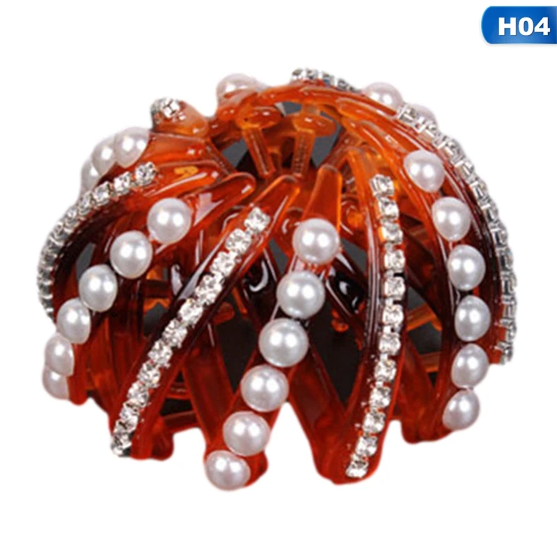 

1Pc Women Bun Crystal Hair Claw Ponytail Holder Buckle Hair Clip Bird Nest Expanding Hair Braiding Tools Accessories