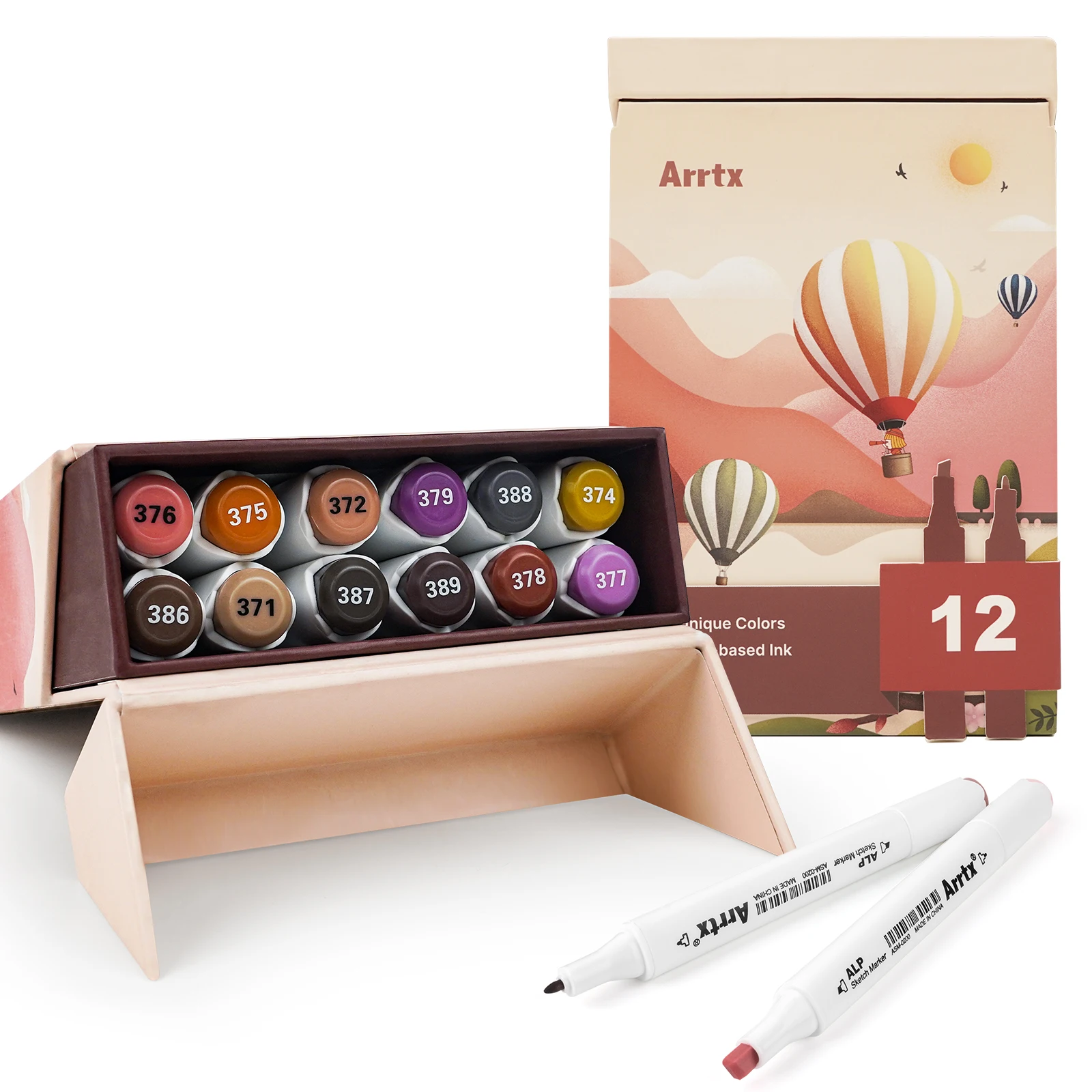 

Arrtx ALP Skin Tune 2.0 Alcohol Markers 12 Colors Drawing Pen Perfect for Figure Painting Portrait Design Carton Coloring