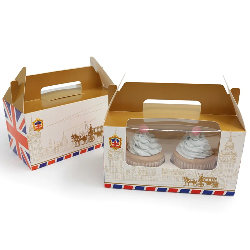 Хлебобулочная упаковочная коробка с ручкой прозрачная для торта кексов и