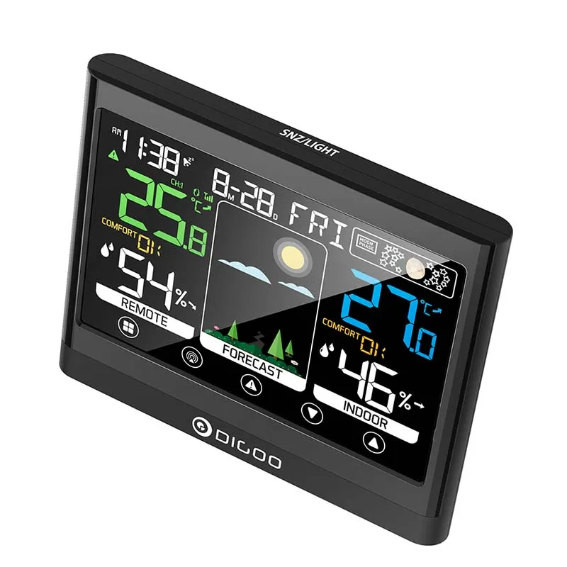 Метеостанция Digoo DG-TH8622 беспроводная с цветным экраном USB уличная гигрометр
