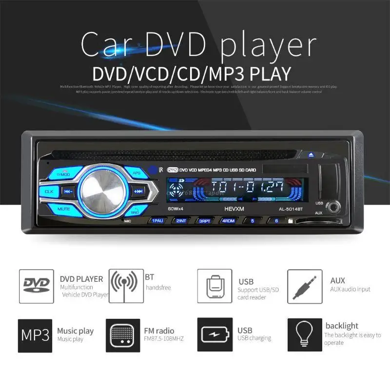 

1 Din 12V Car DVD Player Vehicle MP3 Stereo Car Handfree Autoradio BT