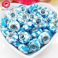10pcs blue color 14x8mm large hole spacer beads fit european pandora bracelet bangle women girl hair beads for jewelry making
