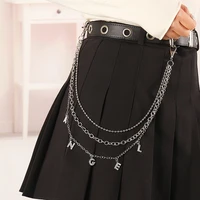 punk hip hop trousers chain for women metal letter pants waist chain keychain belt chains youth girl street jeans jewelry