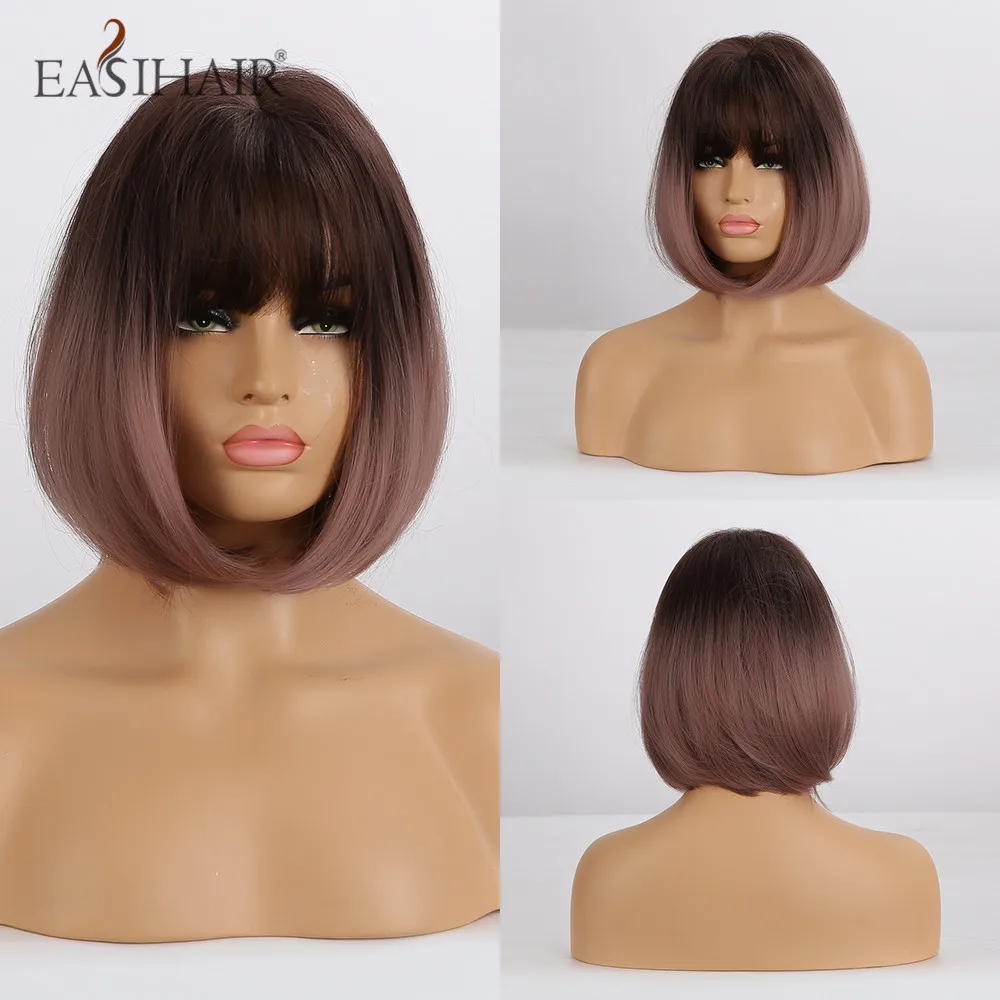 EASIHAIR короткие коричневые Ombre синтетические парики для женщин из