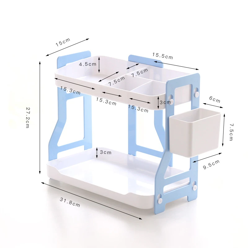 Двухслойная пластиковая стойка для хранения канцелярских принадлежностей